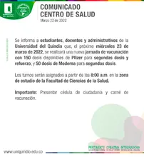 comunicado centro de salud