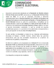 Comunicado Comite Electoral