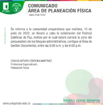 Comunicado Planeacion Fisica